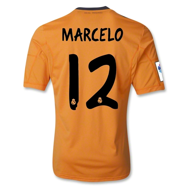 13-14 Real Madrid #12 MARCELO Away Orange Soccer Jersey Shirt - Click Image to Close